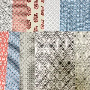 10 Large Colorful “Small Patterns” Wallpaper sheets sample - About 17.5”x12”/ea